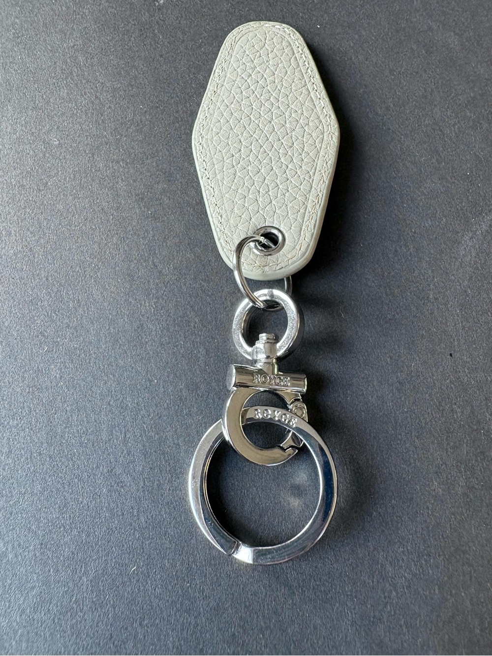 ROYCE New York Leather Hotel Style Keychain- Pebbled Leather Designer Item